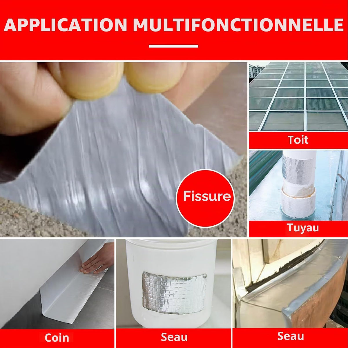 Ruban d’Étanchéité Butyle Professionnel Aluminium – 50 mm × 5 m – Lot de 30 Rouleaux - Shop Stone Creation