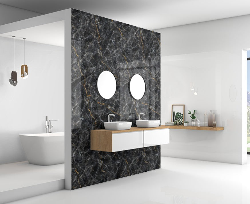 Panneaux aluminium AL-01 — Marbre Noir Doré - Shop Stone Creation