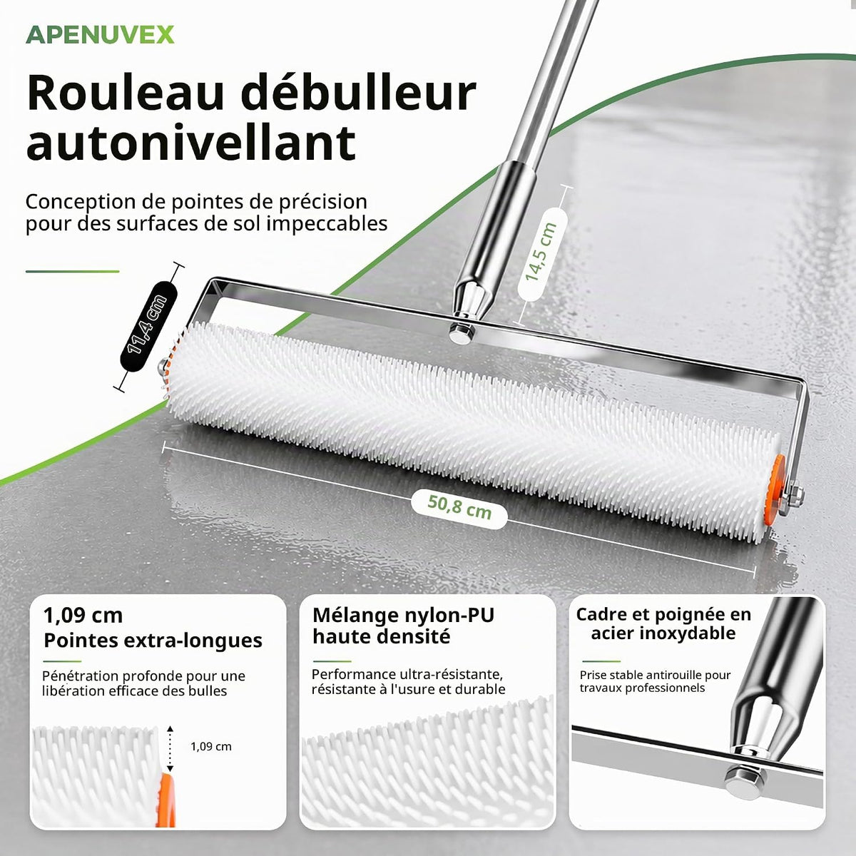 Kit Professionnel pour Sol Autonivelant & Résine Époxy – Rouleau Débulleur, Raclette, Chaussures à Pointes & Outils - Shop Stone Creation