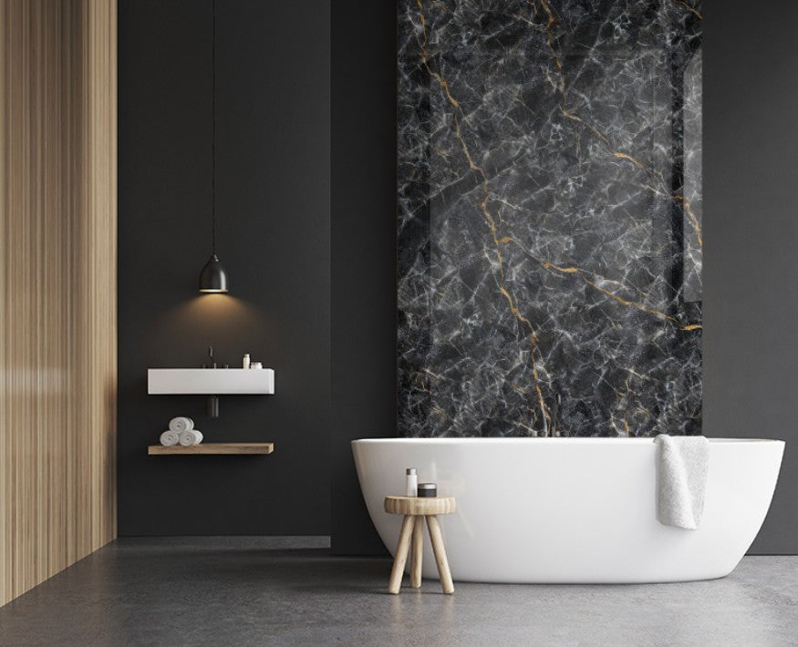 Panneaux aluminium AL-01 — Marbre Noir Doré - Shop Stone Creation