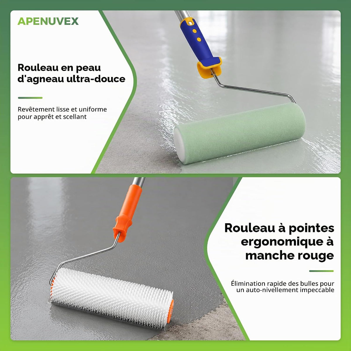 Kit Professionnel pour Sol Autonivelant & Résine Époxy – Rouleau Débulleur, Raclette, Chaussures à Pointes & Outils - Shop Stone Creation