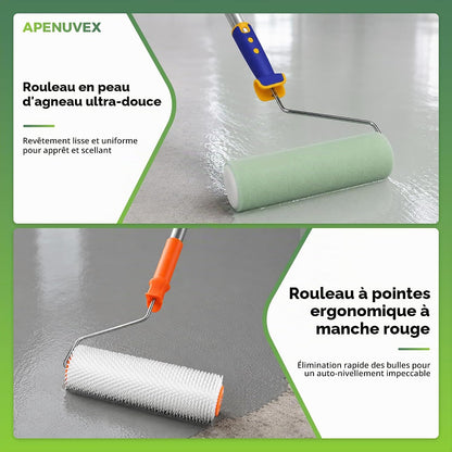 Kit Professionnel pour Sol Autonivelant & Résine Époxy – Rouleau Débulleur, Raclette, Chaussures à Pointes & Outils - Shop Stone Creation