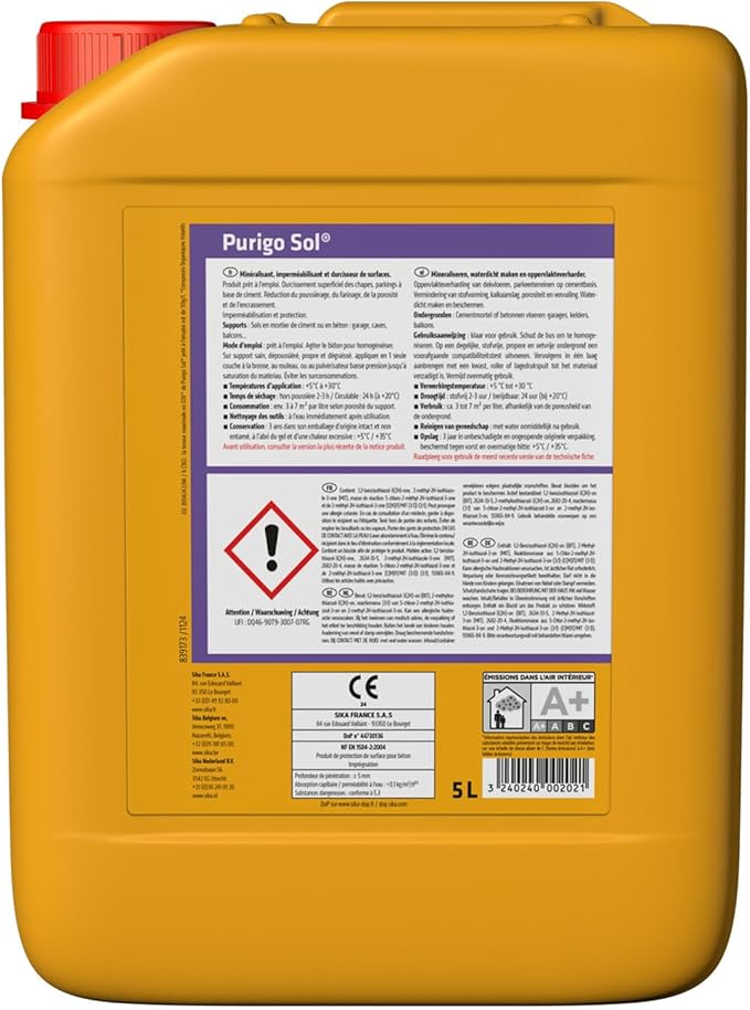 SIKA Purigo Sol – Durcisseur béton & anti-poussière – Intérieur / Extérieur – 5L - Shop Stone Creation