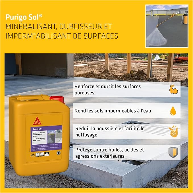 SIKA Purigo Sol – Durcisseur béton & anti-poussière – Intérieur / Extérieur – 5L - Shop Stone Creation