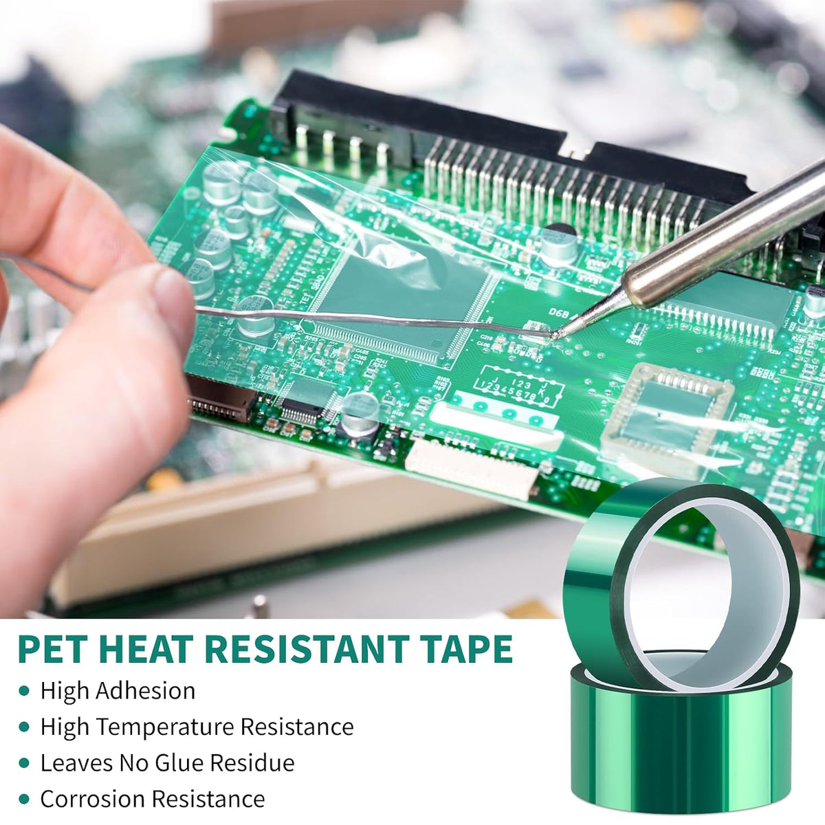 Lot de 2 Rubans PET Haute Température – 50 mm × 45 m – Jusqu’à 220 °C – Époxy, PCB & Masquage Technique - Shop Stone Creation