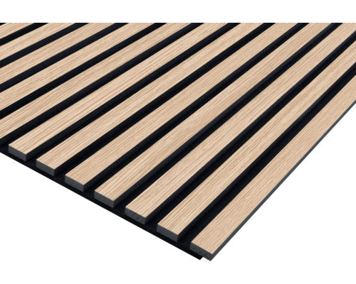 Panneau Acoustique Mural en Bois Chêne – Tasseaux MDF & Feutre Noir - Shop Stone Creation