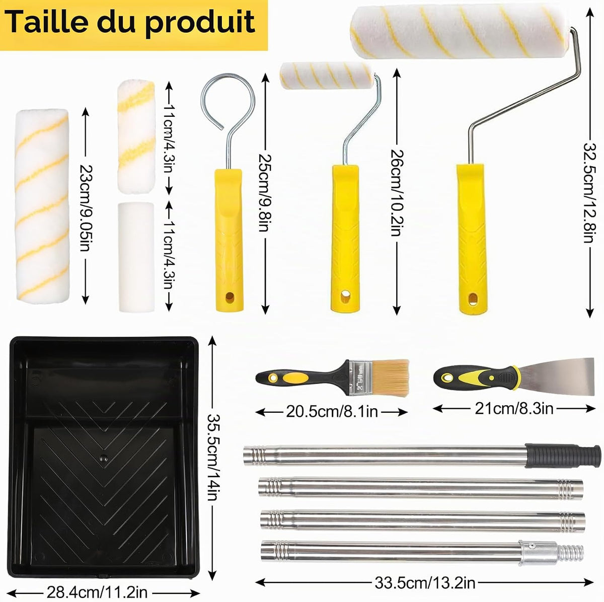 Kit de Peinture Complet 20 Pièces – Rouleaux 23 & 10 cm + Perche Télescopique 1,5 m - Shop Stone Creation