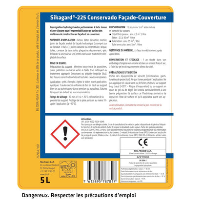 Sikagard-225 Conservado – Hydrofuge Façade & Toiture – Protection Imperméabilisante – 5 L - Shop Stone Creation