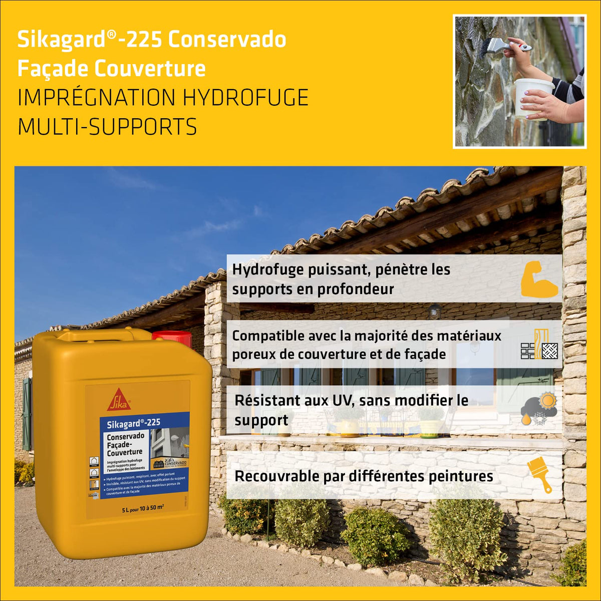 Sikagard-225 Conservado – Hydrofuge Façade & Toiture – Protection Imperméabilisante – 5 L - Shop Stone Creation