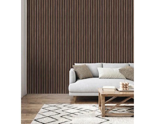 Panneau Acoustique Bois Noyer – Tasseaux Muraux Brun Noisette & Design Moderne - Shop Stone Creation