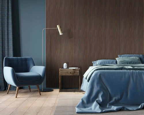 Panneau Acoustique Bois Noyer – Tasseaux Muraux Brun Noisette & Design Moderne - Shop Stone Creation