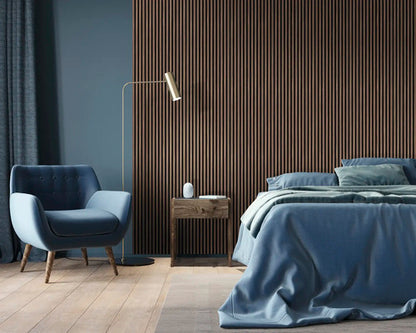 Panneau Acoustique Bois Noyer – Tasseaux Muraux Brun Noisette & Design Moderne - Shop Stone Creation