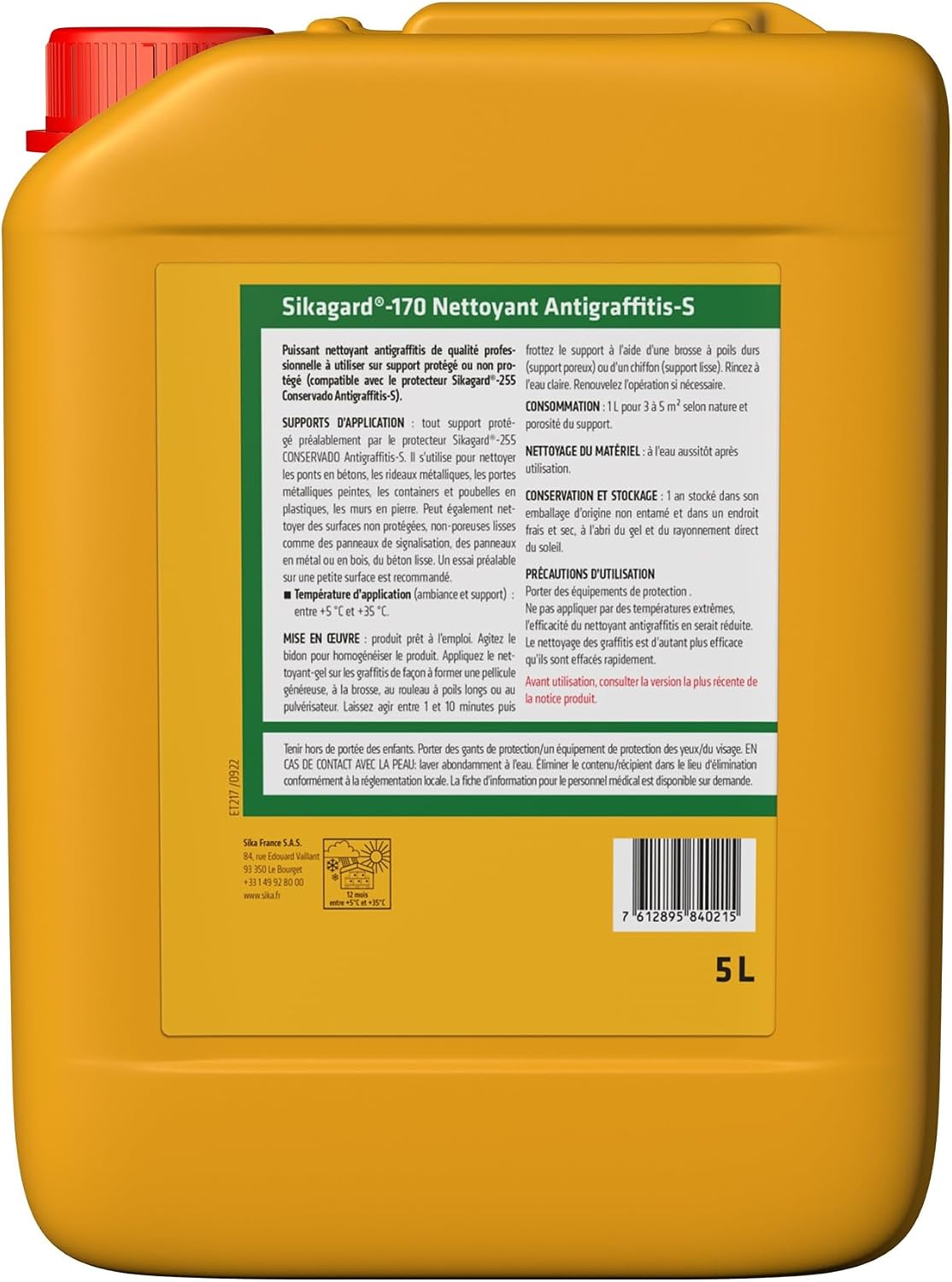 Sikagard-170 – Nettoyant Antigraffitis Professionnel à Action Rapide – 5 L - Shop Stone Creation