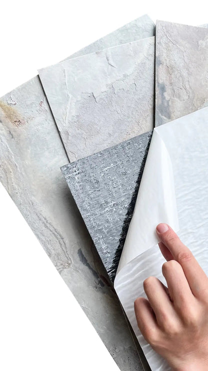 Feuille de Pierre Naturelle Autocollante Blanco – Mur, Sol & Meuble – 30 × 60 cm – Pack 1,08 m² - Shop Stone Creation