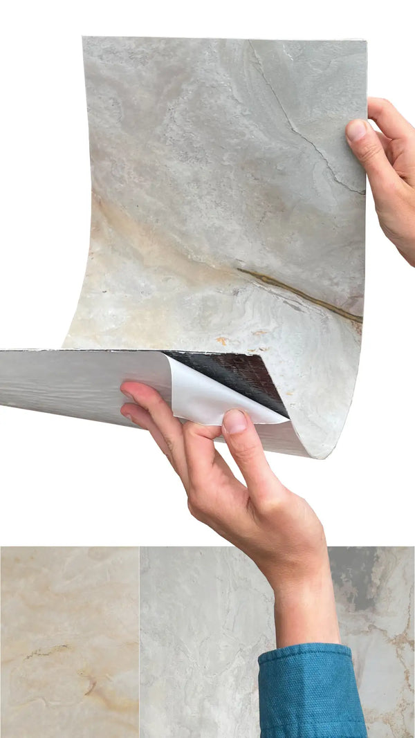 Feuille de Pierre Naturelle Autocollante Blanco – Mur, Sol & Meuble – 30 × 60 cm – Pack 1,08 m² - Shop Stone Creation