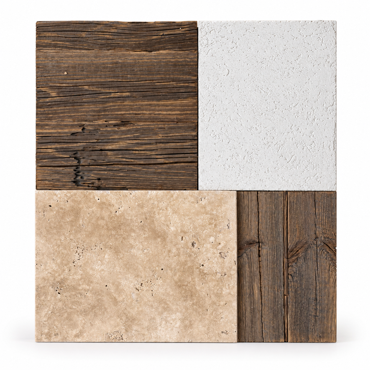 TERRA WOOD – Panneau Mural Artisanal 3D en Travertin, Vieux Bois & Finition Minérale – 65 × 60 cm - Shop Stone Creation