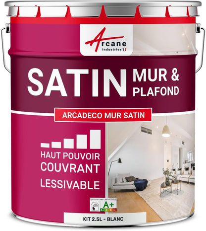 Peinture mur & plafond professionnelle satinée – Lessivable – Haut pouvoir couvrant – Séchage rapide - Shop Stone Creation