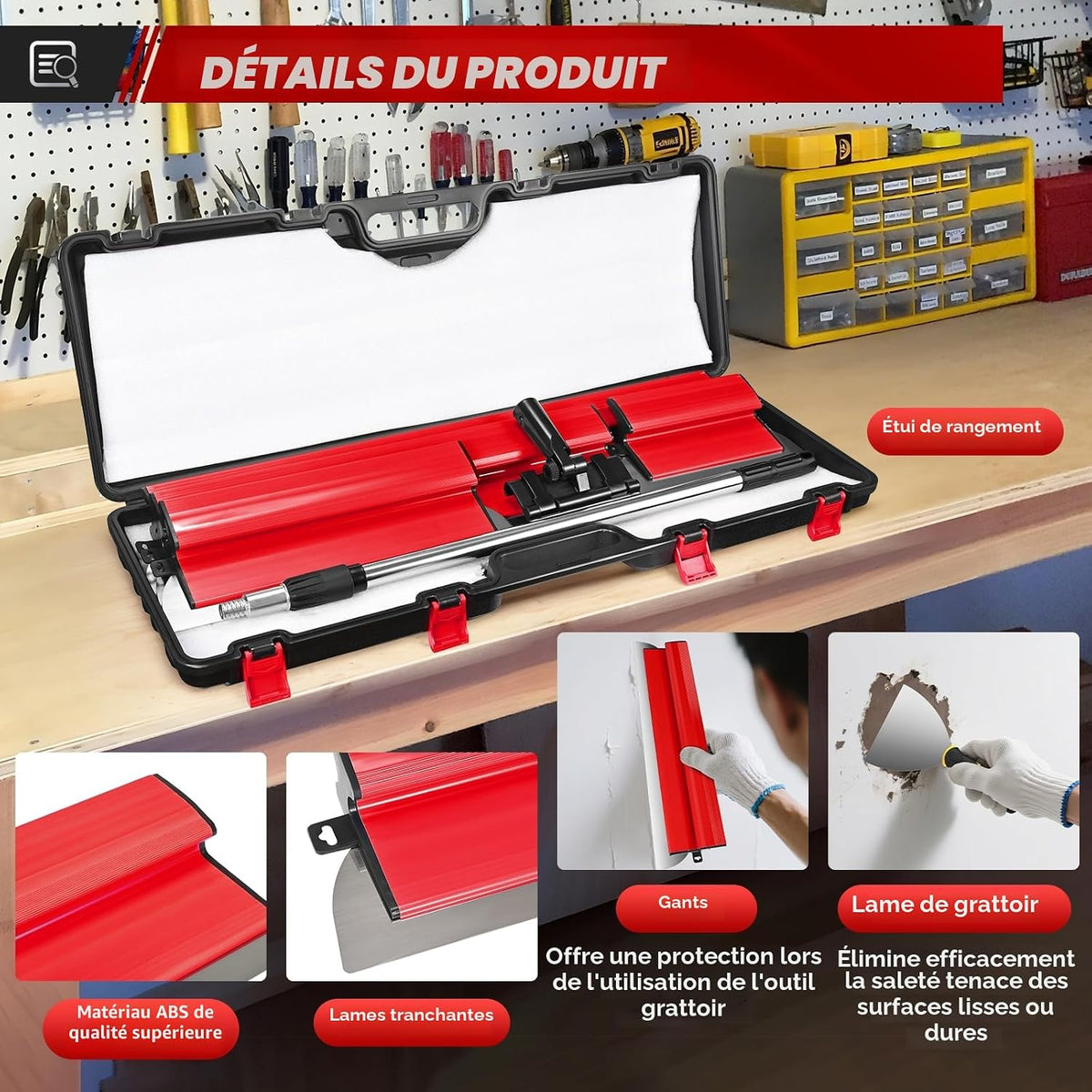 Kit Professionnel de Couteaux à Enduit & Lames de Lissage – 15 à 80 cm + Manche Télescopique & Mallette - Shop Stone Creation