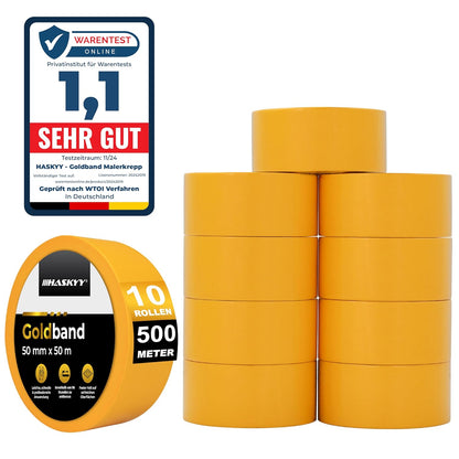 Ruban de Masquage Professionnel HASKYY Goldband 50 mm × 50 m – Peinture Intérieur & Extérieur – Lot de 10 - Shop Stone Creation