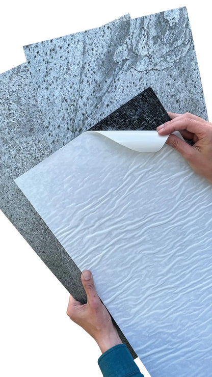 Feuille de Pierre Naturelle Autocollante Silver Grey – Mur, Sol & Meuble – 30 × 60 cm – Pack 1,08 m² - Shop Stone Creation
