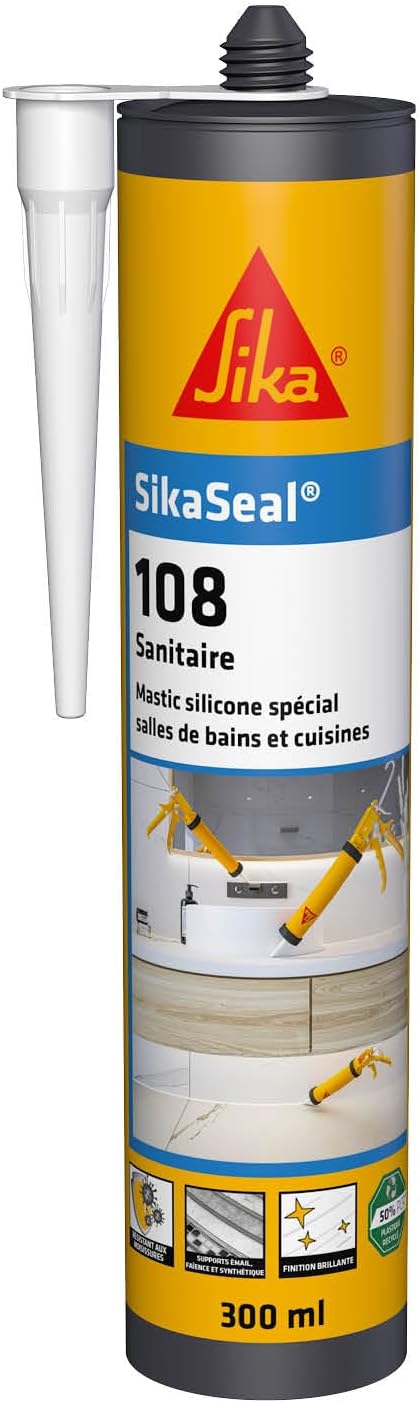 SikaSeal 108 Sanitaire – Mastic Silicone Anti-Moisissures Cuisine & Salle de Bain