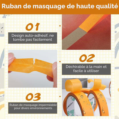 Kit Professionnel de Rubans de Masquage de Précision – 15 Rouleaux – 6 / 8 / 10 / 15 / 20 mm × 20 m - Shop Stone Creation