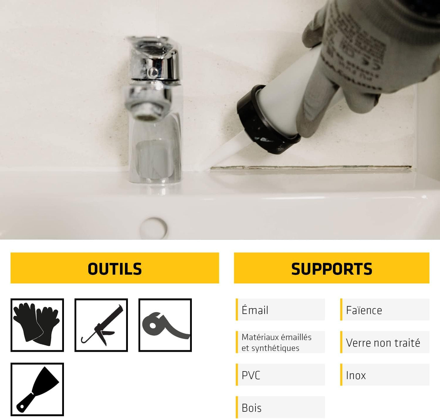 SikaSeal 108 Sanitaire – Mastic Silicone Anti-Moisissures Cuisine & Salle de Bain