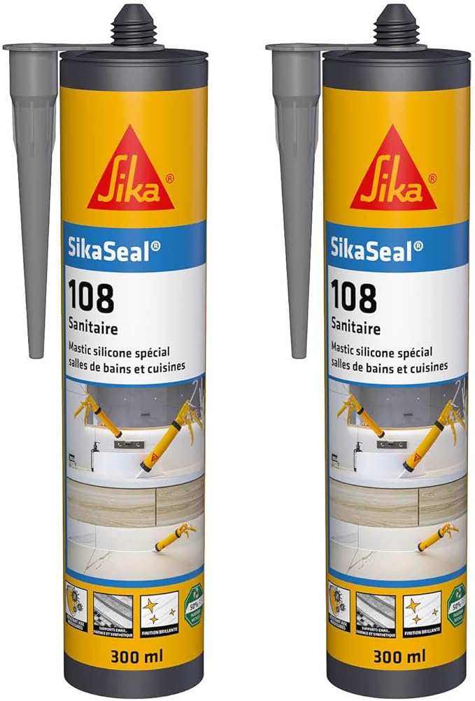 SikaSeal 108 Sanitaire – Mastic Silicone Anti-Moisissures Cuisine & Salle de Bain