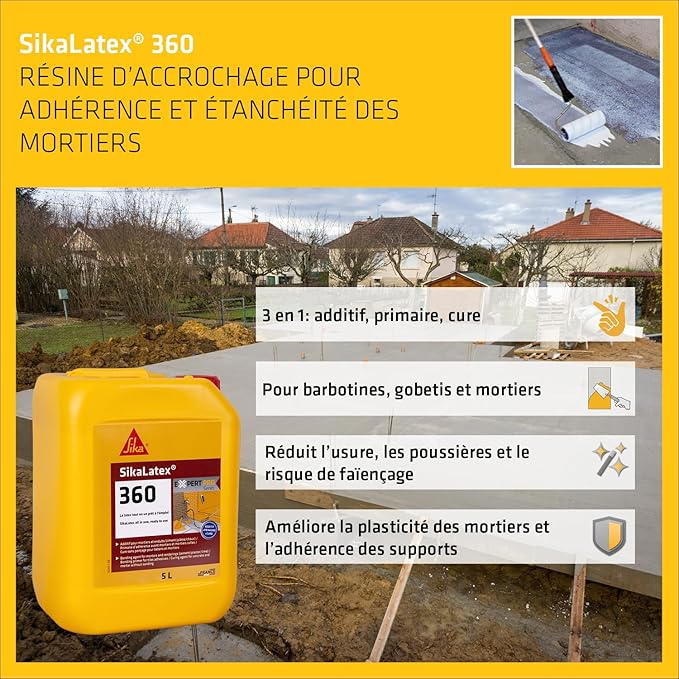 SikaLatex 360 – Résine d’Accrochage 3 en 1 – Primaire, Additif & Cure Mortier - Shop Stone Creation