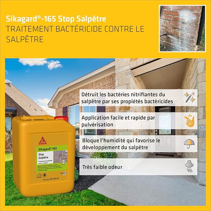 Sikagard-165 Stop Salpêtre – Traitement Anti-Salpêtre & Humidité – Intérieur / Extérieur (5L) - Shop Stone Creation