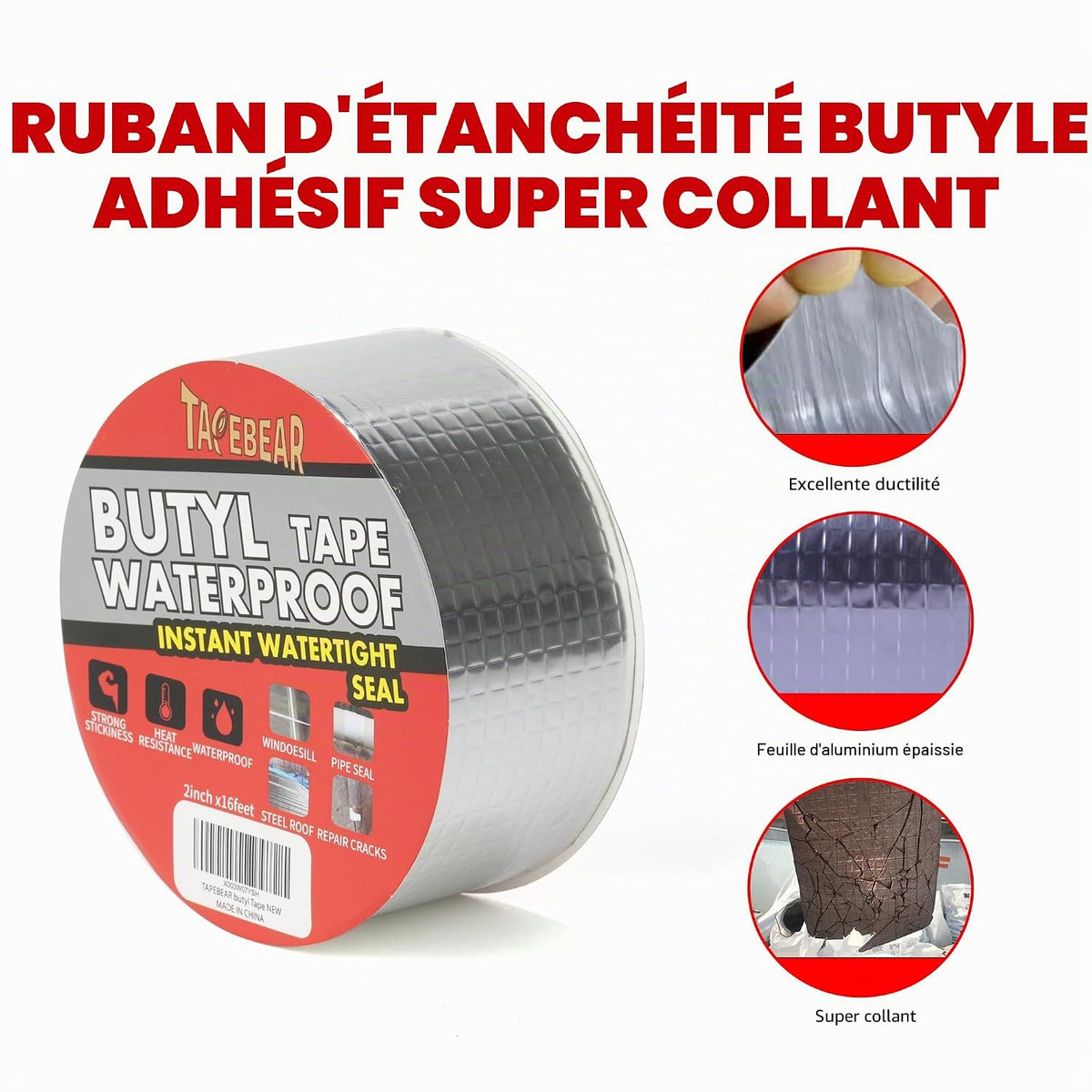 Ruban d’Étanchéité Butyle Professionnel Aluminium – 50 mm × 5 m – Lot de 30 Rouleaux - Shop Stone Creation