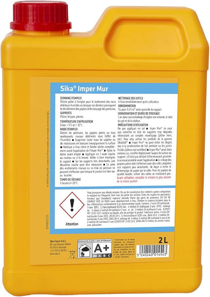 Sika Imper Mur – Traitement Anti-Humidité & Anti-Salpêtre – Résine Mur Intérieur (2L) - Shop Stone Creation