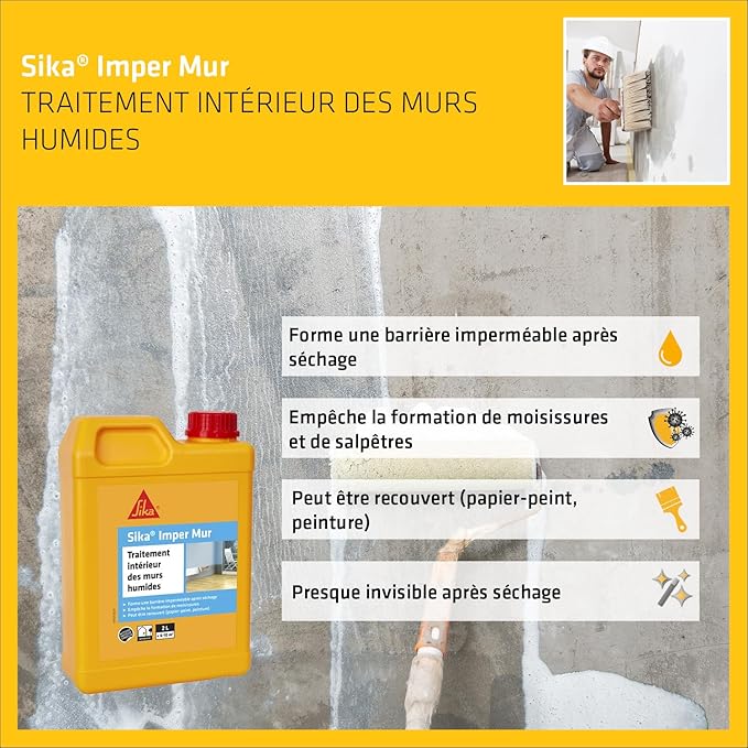 Sika Imper Mur – Traitement Anti-Humidité & Anti-Salpêtre – Résine Mur Intérieur (2L) - Shop Stone Creation