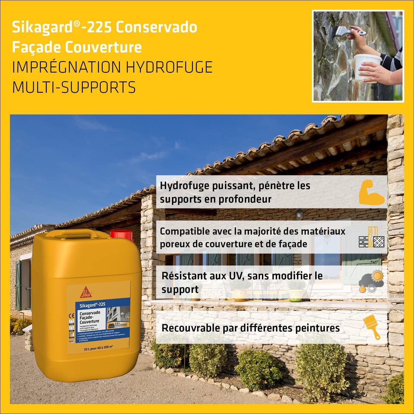 Sika Gard 225 – Hydrofuge Façade & Toiture