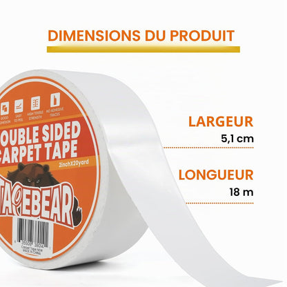 Lot de 2 Rubans Adhésifs Double Face Professionnels pour Tapis & Moquette – 50 mm × 18 m - Shop Stone Creation