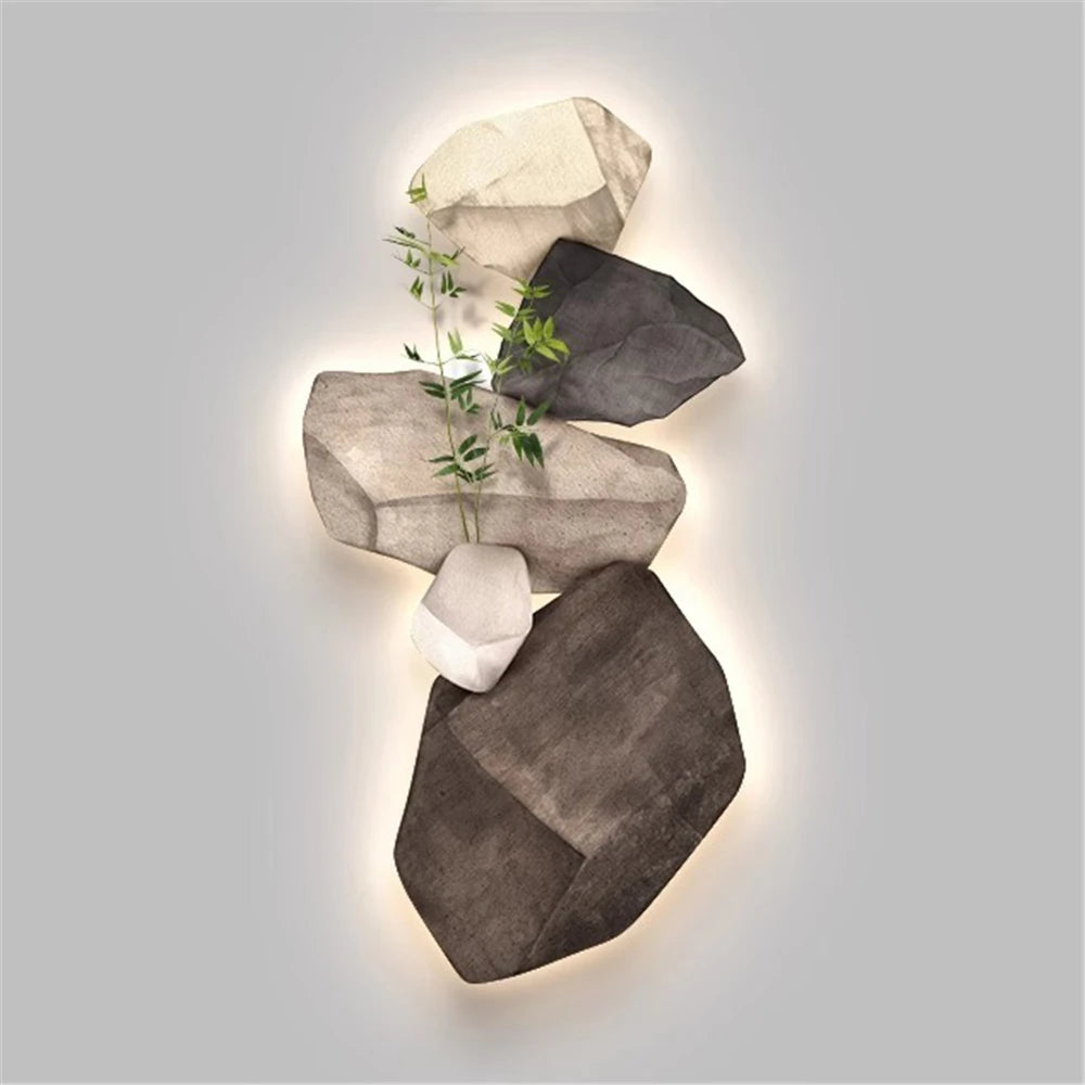 Applique murale LED en pierre naturelle 3D – Éclairage architectural design intérieur | Stone Creation