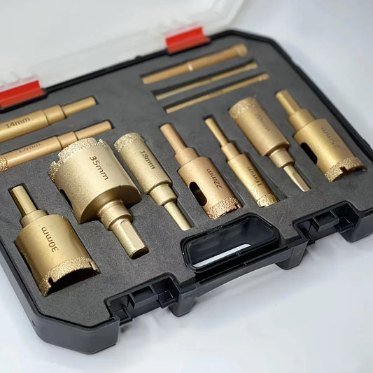 Coffret 12 Trépans Diamantés pour Carrelage, Grès Cérame, Marbre & Granit – 6 à 35 mm - Shop Stone Creation
