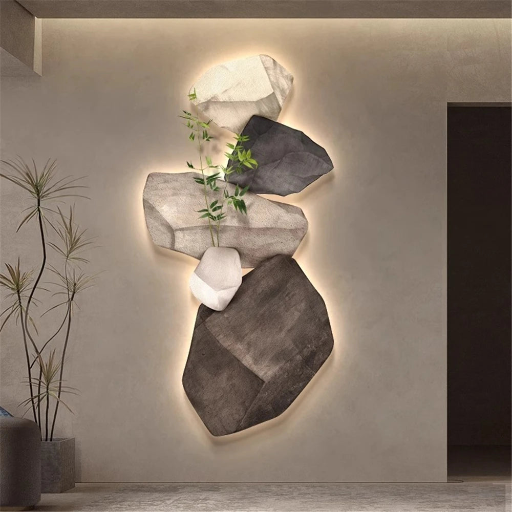 Applique murale LED en pierre naturelle 3D – Éclairage architectural design intérieur | Stone Creation