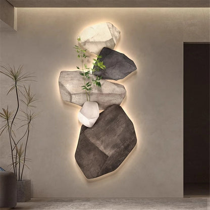 Applique murale LED en pierre naturelle 3D – Éclairage architectural design intérieur | Stone Creation