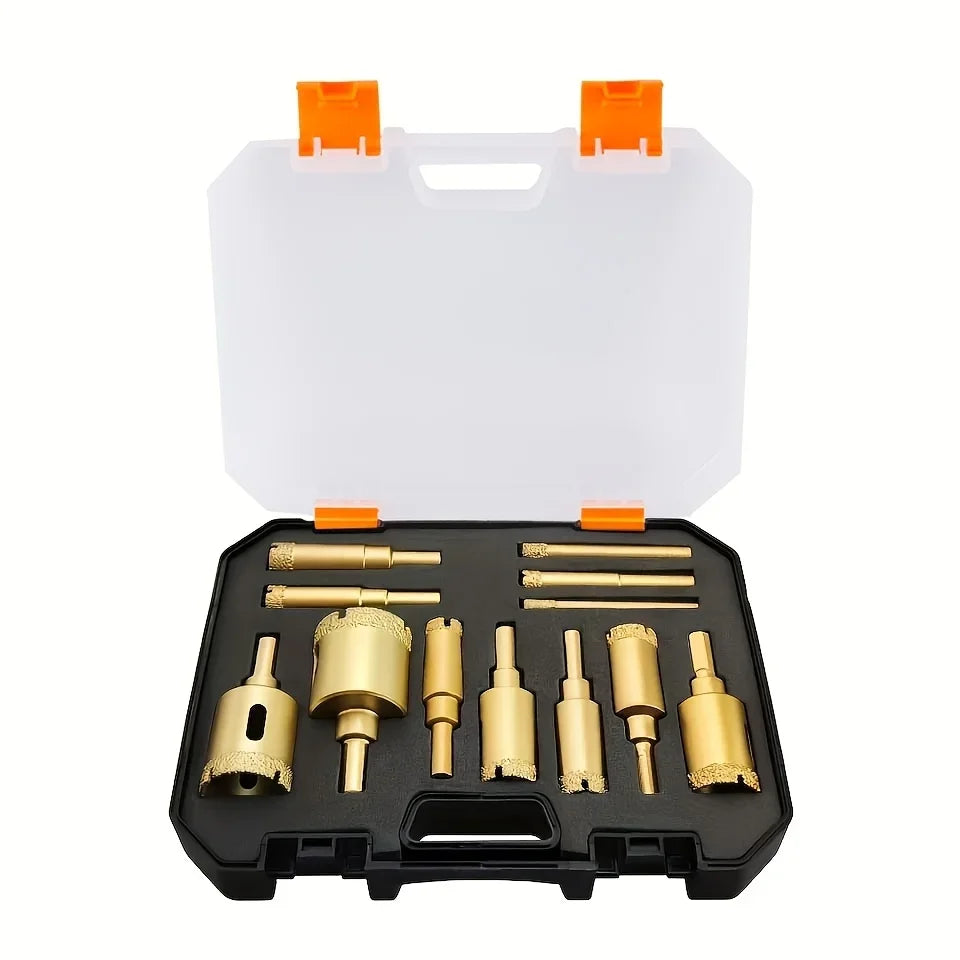Coffret 12 Trépans Diamantés pour Carrelage, Grès Cérame, Marbre & Granit – 6 à 35 mm - Shop Stone Creation