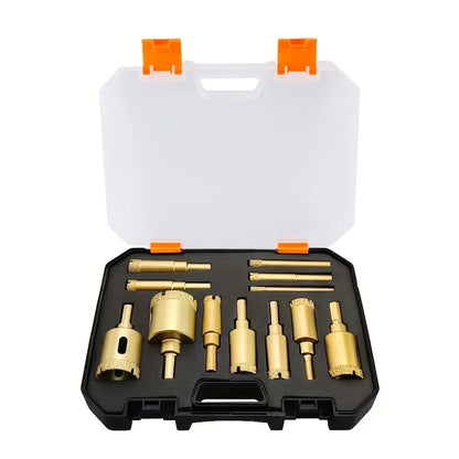 Coffret 12 Trépans Diamantés pour Carrelage, Grès Cérame, Marbre & Granit – 6 à 35 mm - Shop Stone Creation
