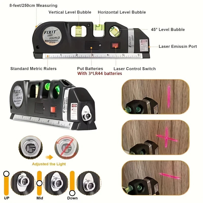 Niveau à bulle laser multiposition avec règle intégrée – Alignement horizontal & vertical - Shop Stone Creation