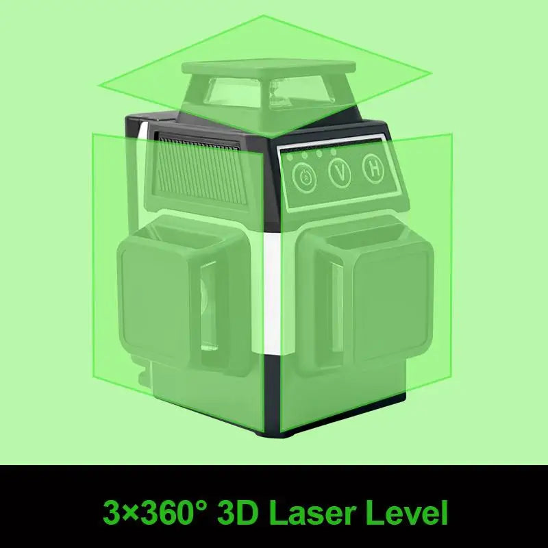 PRACMANU – Niveau Laser 3D 12 Lignes Auto-Nivelant 360° (Laser Vert) - Shop Stone Creation