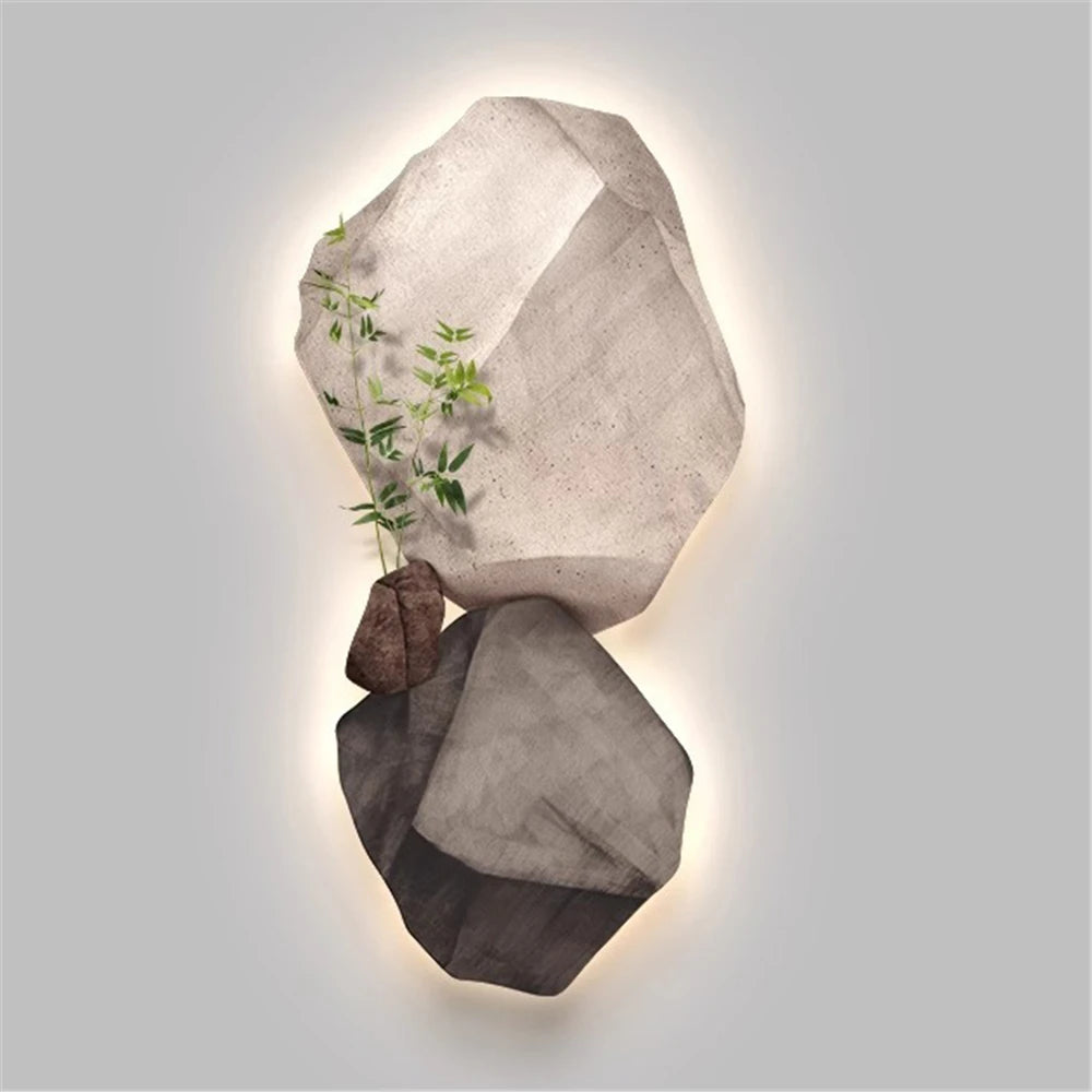Applique murale LED en pierre naturelle 3D – Éclairage architectural design intérieur | Stone Creation