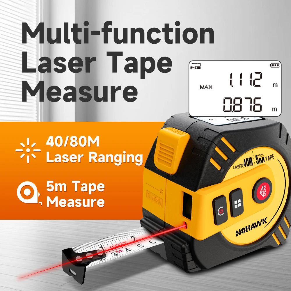 Mètre Laser 2-en-1 Rechargeable USB – Télémètre Laser 40 m / 80 m + Ruban 5 m - Shop Stone Creation