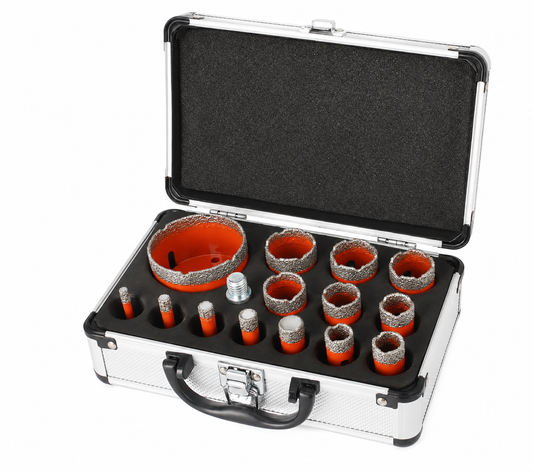 Coffret 15 Pièces Trépans Diamantés M14 – Carrelage, Grès Cérame, Marbre & Granit – Ø 6 à 68 mm - Shop Stone Creation